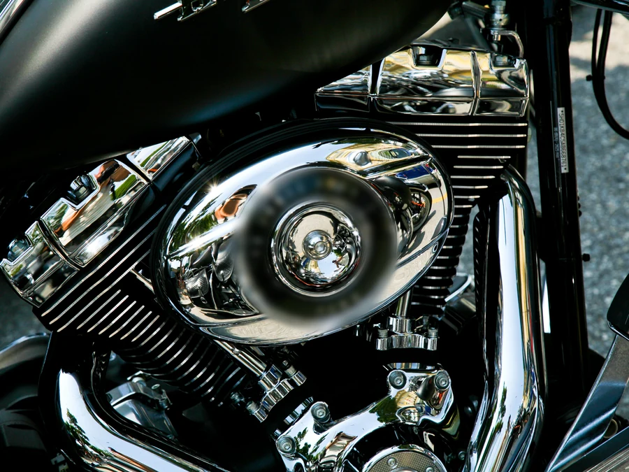 Motorcycle V-twin engine, chrome detail