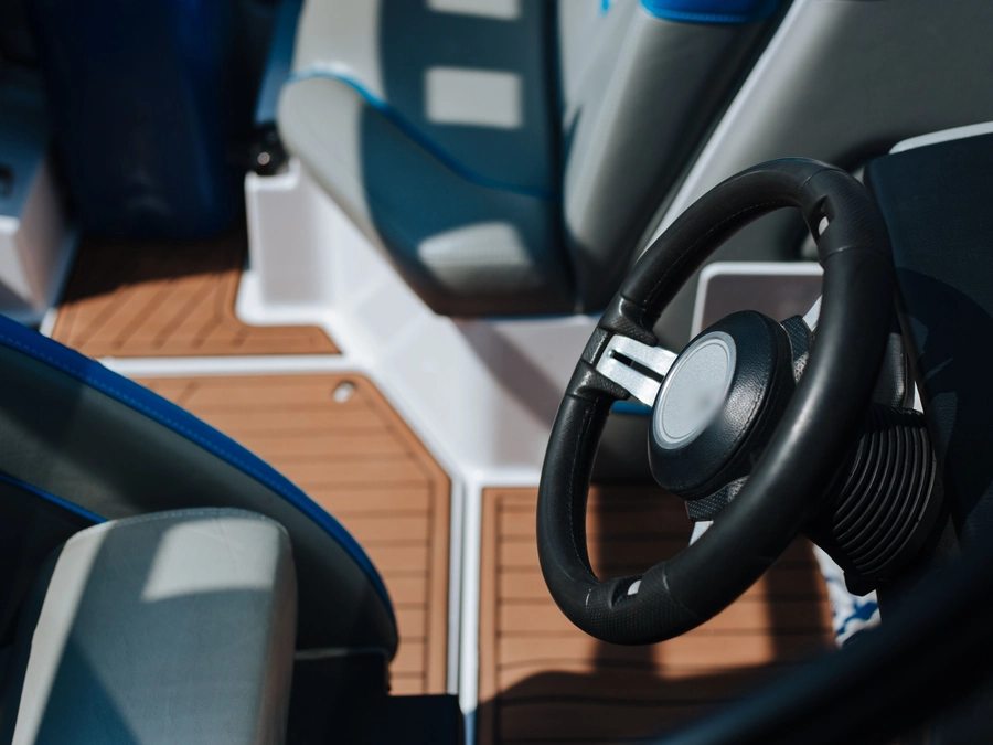 Boat helm and deck, cleaned